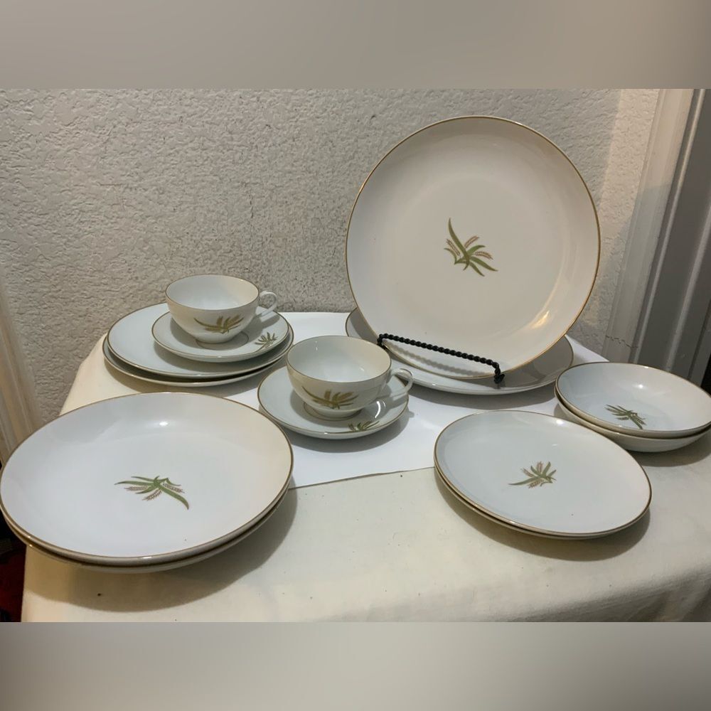 FUKAGAWA Arita, "Golden Wheat" Elegant, 1950s, MCM, Mid-Mod 14 pieces